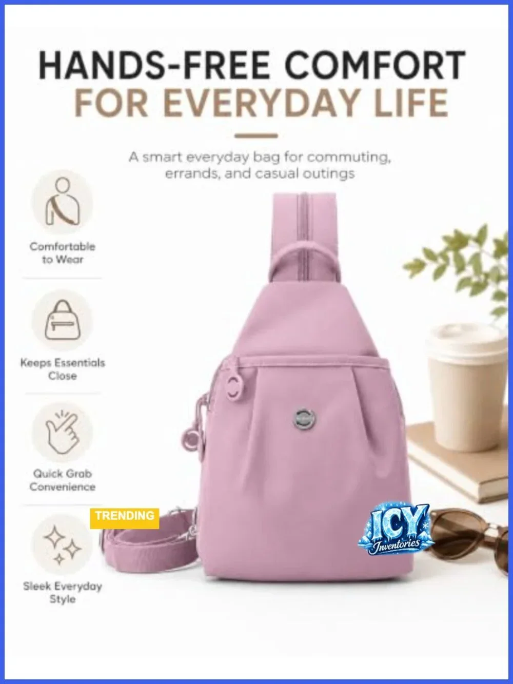 Water-Resistant Sling Backpack Crossbody Chest Bag for Women Travel Work